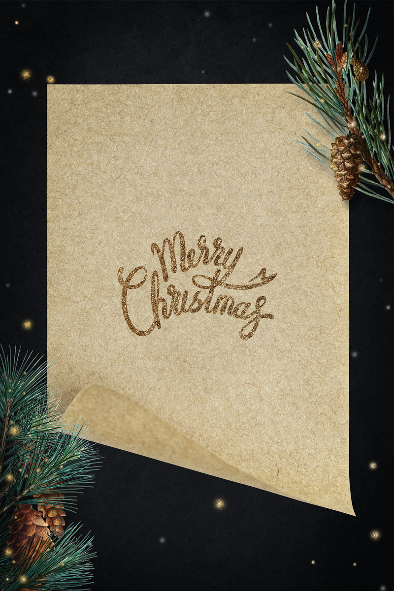 在金色的纸上祝你圣诞快乐