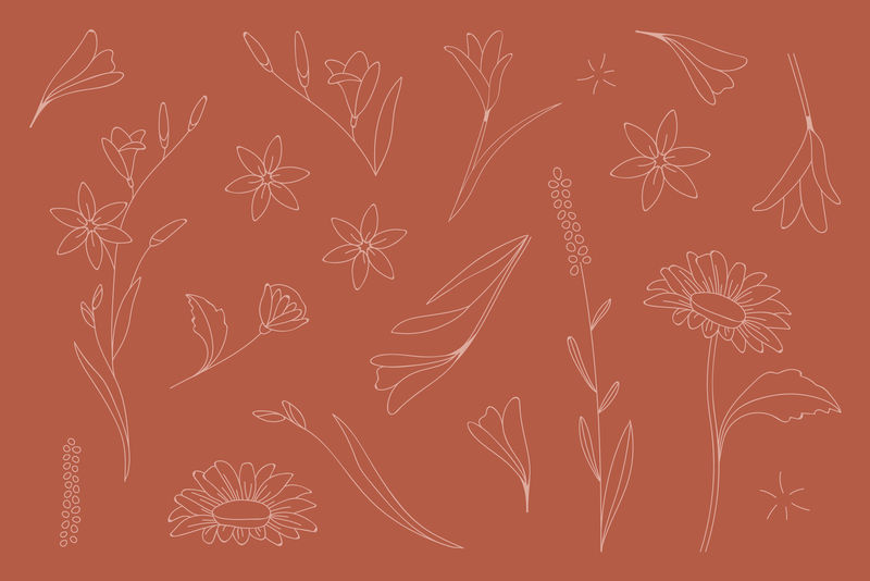 手绘花卉图案背景向量