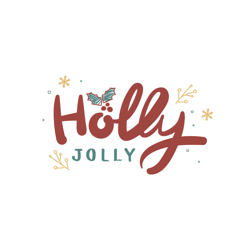Holly jolly圣诞假期问候语排版风格