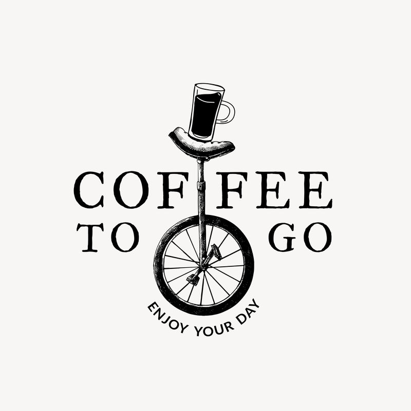 可编辑咖啡店徽标psd商业企业标识带有文字和单循环插图