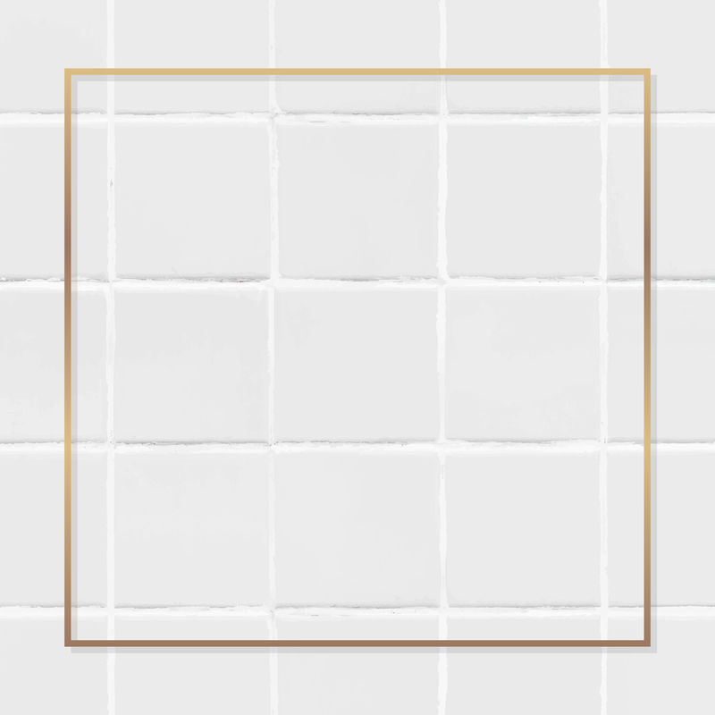 白色瓷砖背景向量上的方形铜框