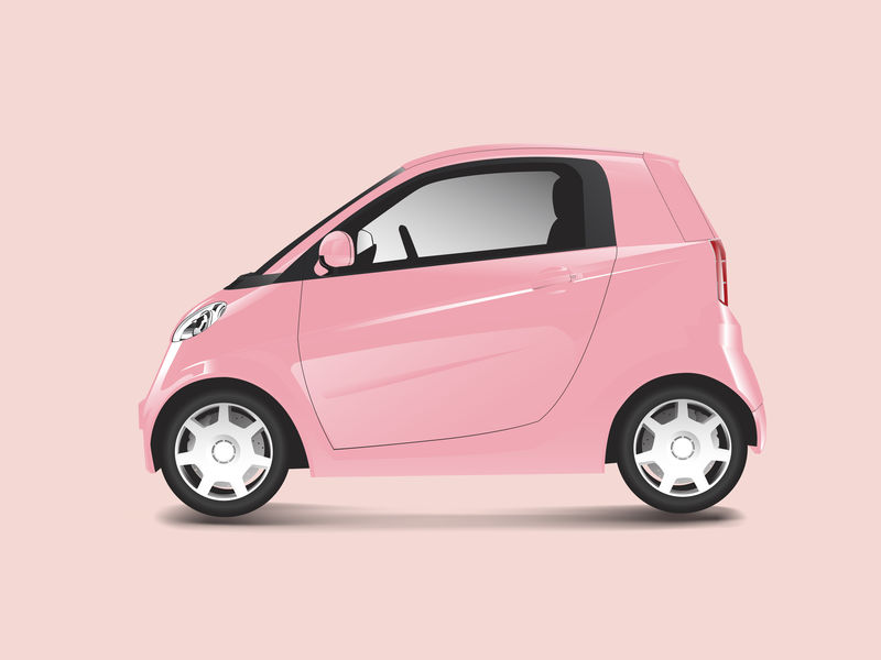 粉红色紧凑型混合动力车矢量