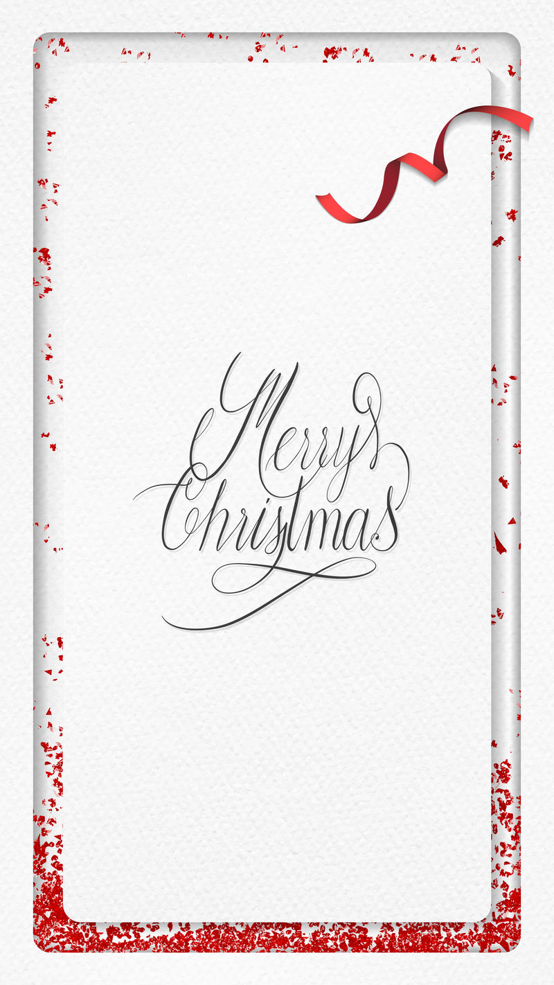红色闪光框手机壁纸矢量圣诞贺卡设计