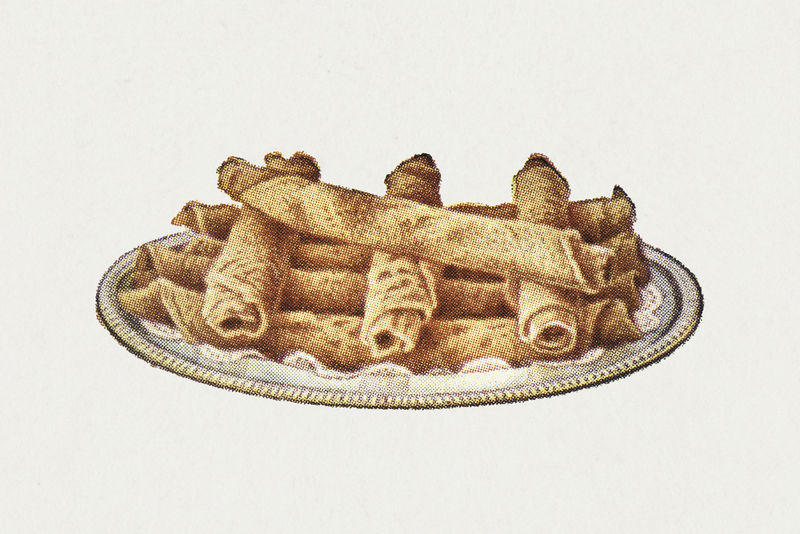 复古手绘卷饼设计元素