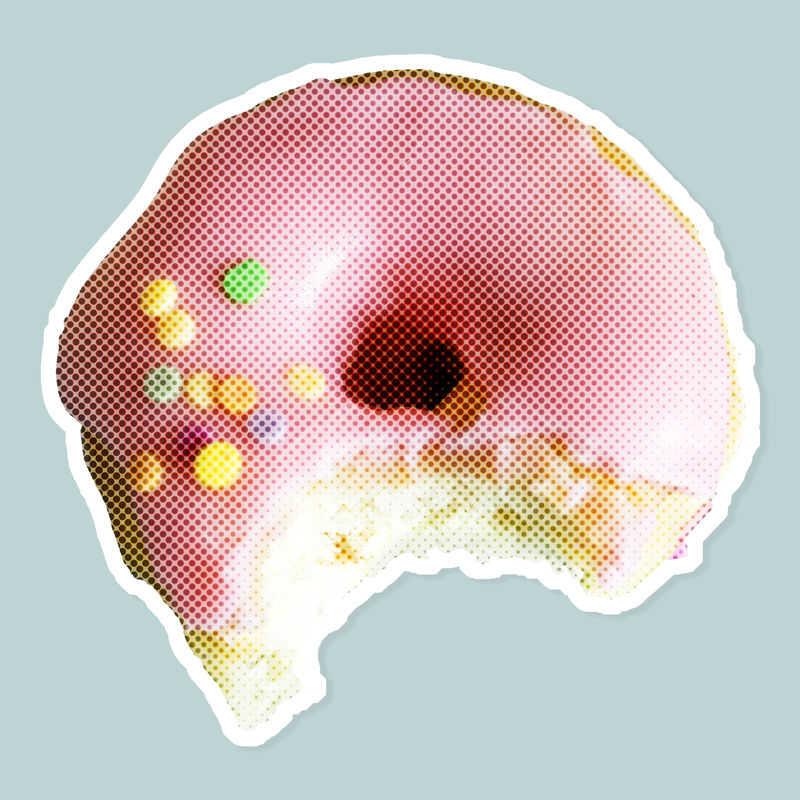 粉色釉面油炸圈饼半色调风格