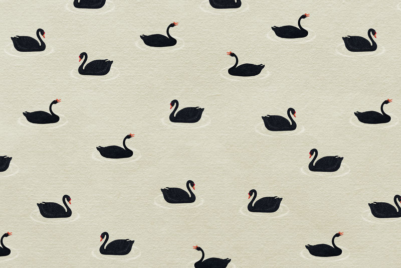 米色背景插图上的黑雁图案