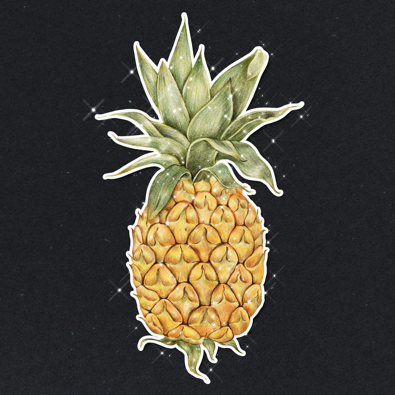闪烁铅笔彩色菠萝插图设计资源贴纸