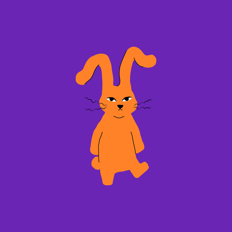 紫色背景上的可爱兔子元素向量