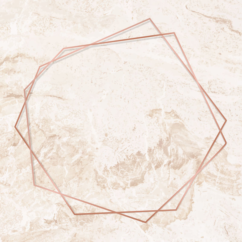橙色大理石背景向量上的六边形框架