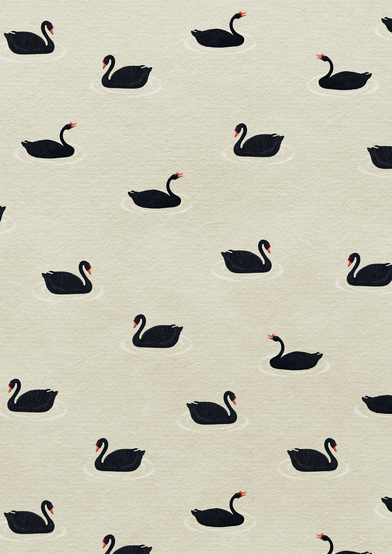 米色背景插图上的黑雁图案