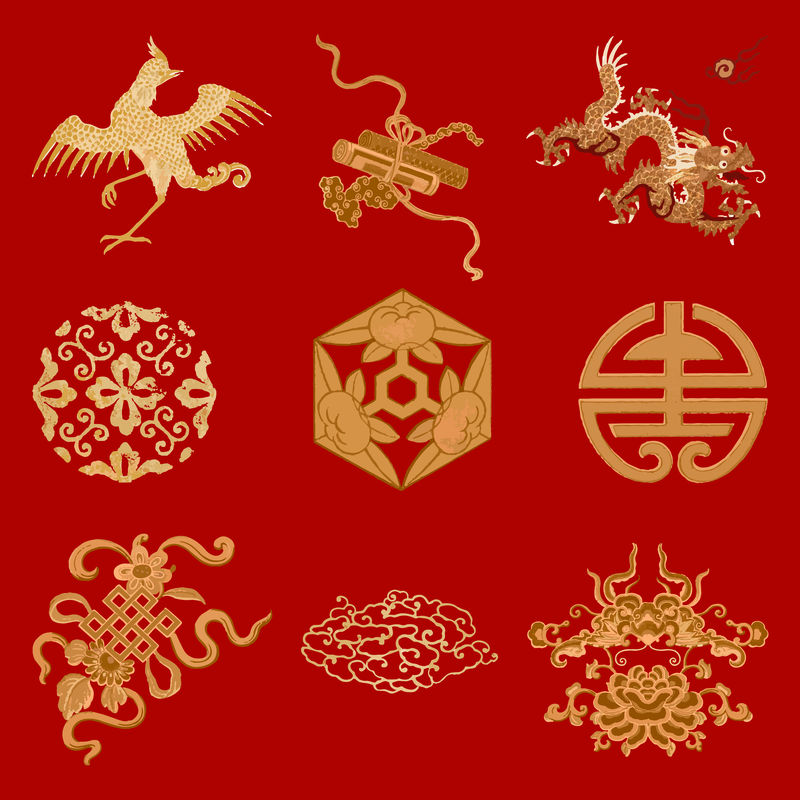 动物载体黄金中国传统艺术剪贴集