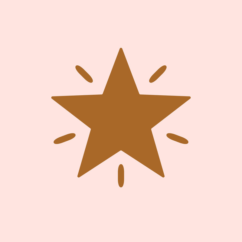 粉红色背景上的平棕色星形矢量闪烁图标