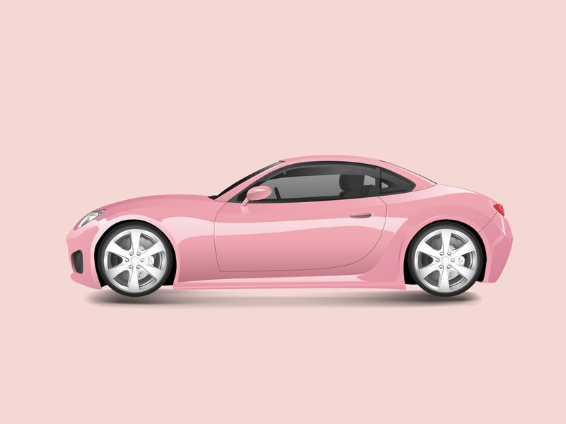 粉色背景矢量中的粉色跑车