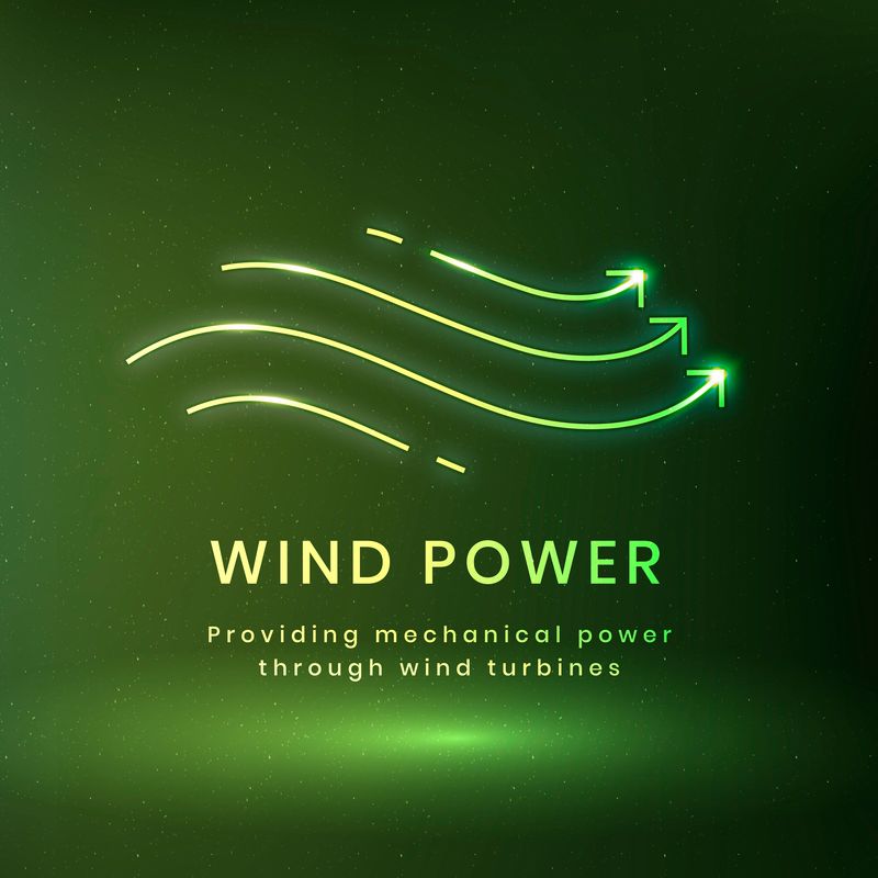 风力发电环境标志矢量带文字