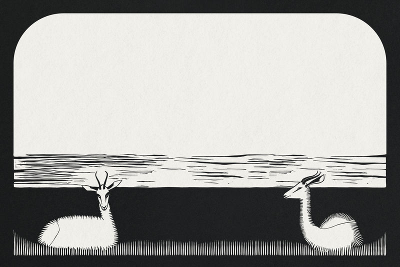 复古瞪羚psd框架动物艺术印花由Samuel Jessuron de Mesquita的艺术作品混合而成
