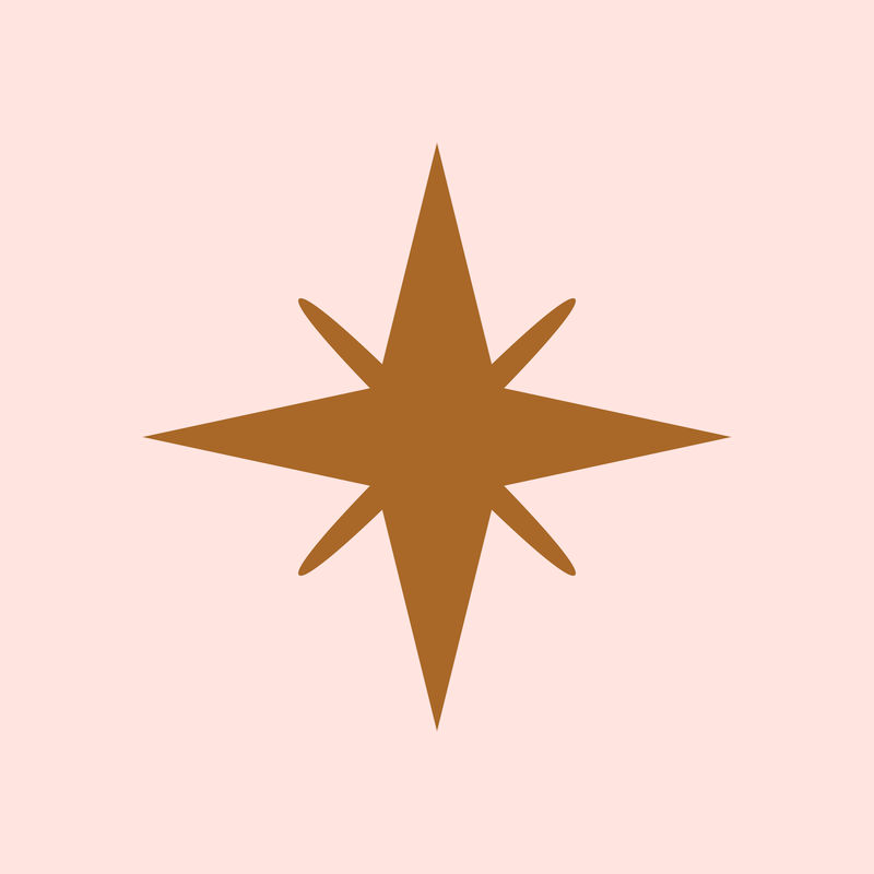 粉红色背景上的平棕色星形矢量闪烁图标