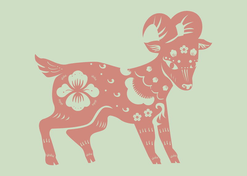 农历新年山羊psd粉色动物生肖标志贴纸