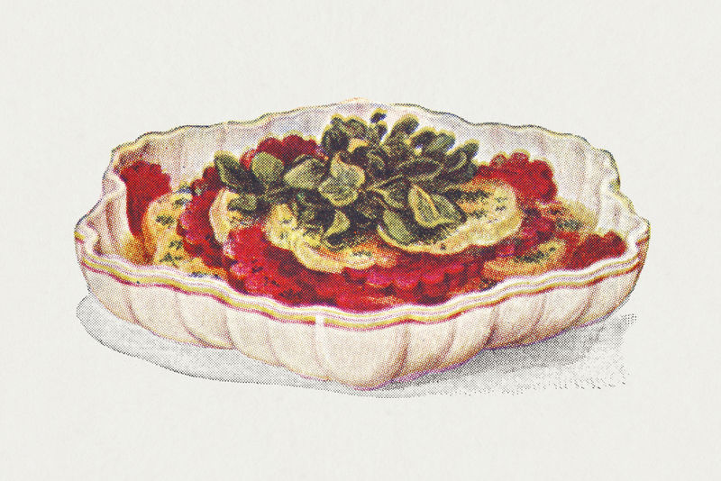 复古手绘甜菜根和番茄沙拉设计元素