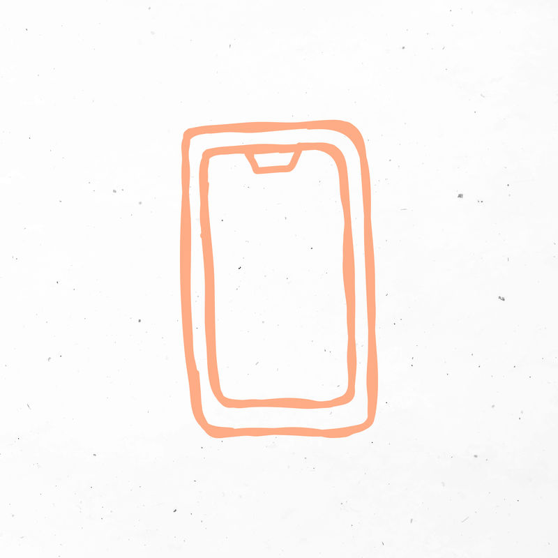 橙色手绘智能手机矢量图标