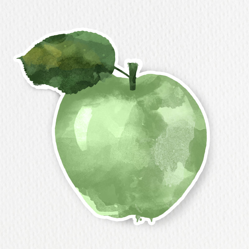 绿苹果水彩插图