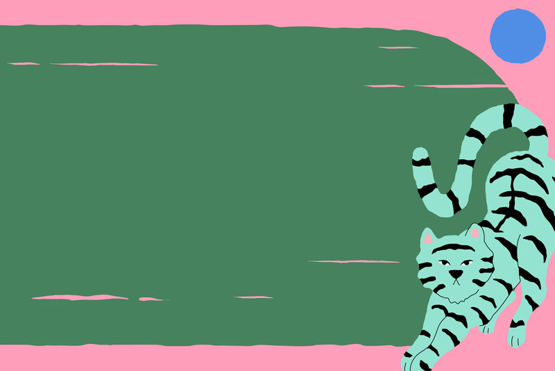 虎框可爱的psd彩色动物插画