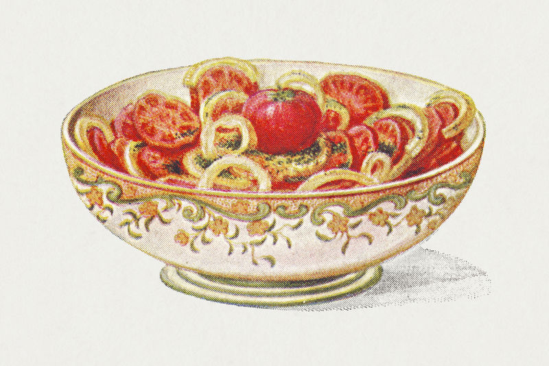 复古手绘番茄沙拉设计元素