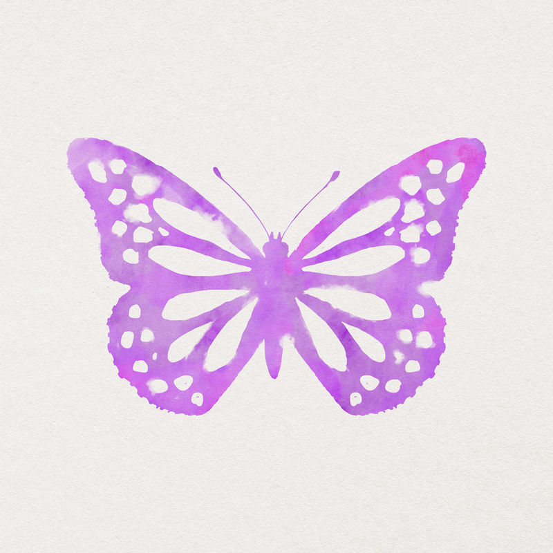 粉色水彩蝴蝶psd贴纸设计元素