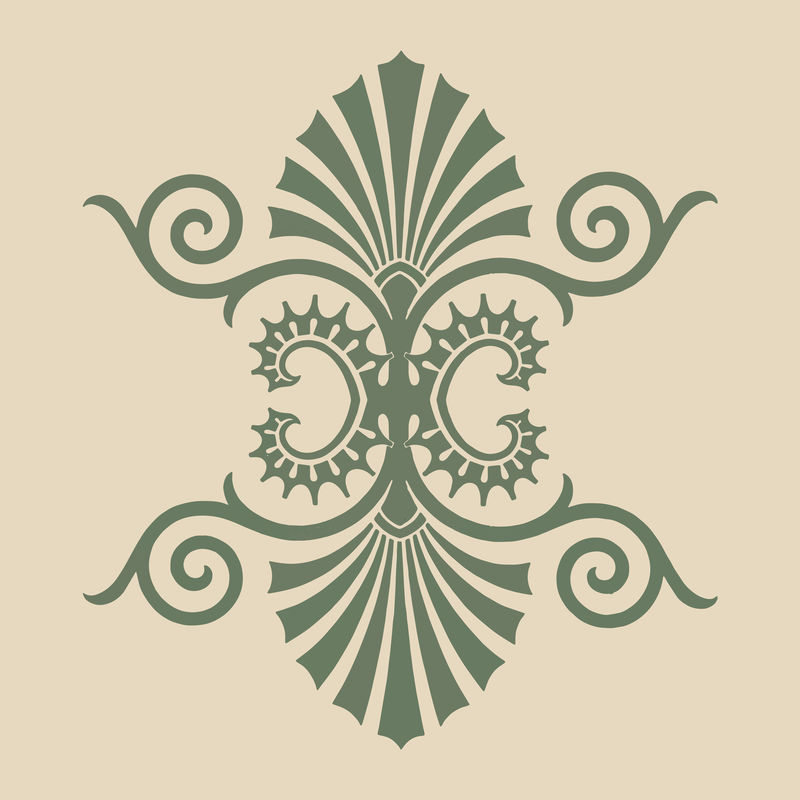 古希腊绿色装饰元素插画