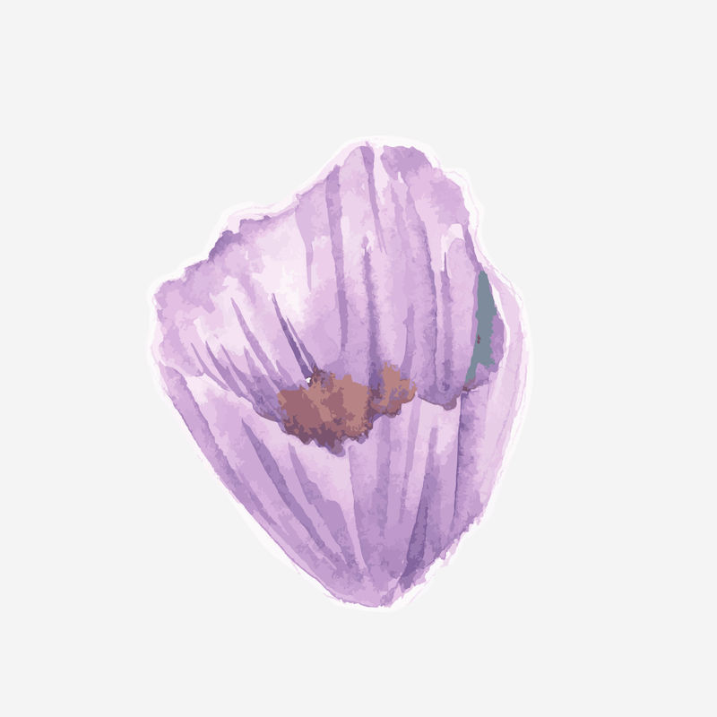 水彩紫色花朵矢量手绘贴纸元素