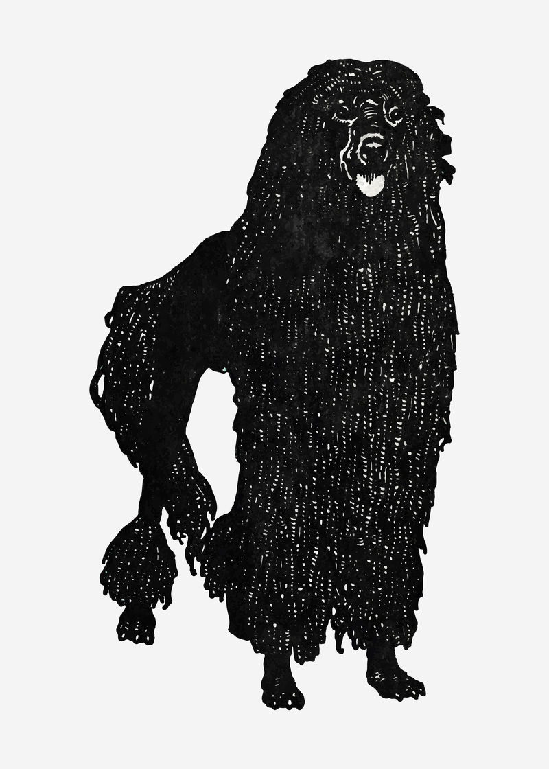 复古卷毛狗插图矢量从莫里兹容格的艺术作品混合