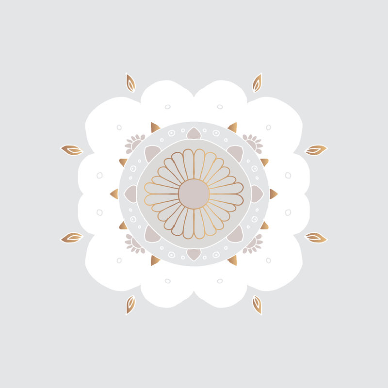印度曼荼罗图案花朵矢量符号手绘