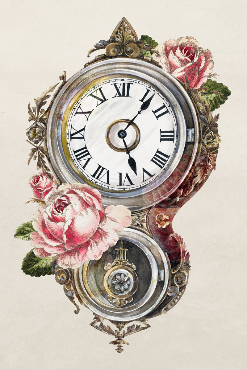 复古挂钟插图从彼得·康宁的作品中混合而成