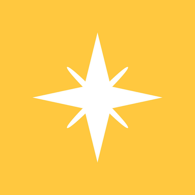 黄色背景上简单风格的闪亮星星图标