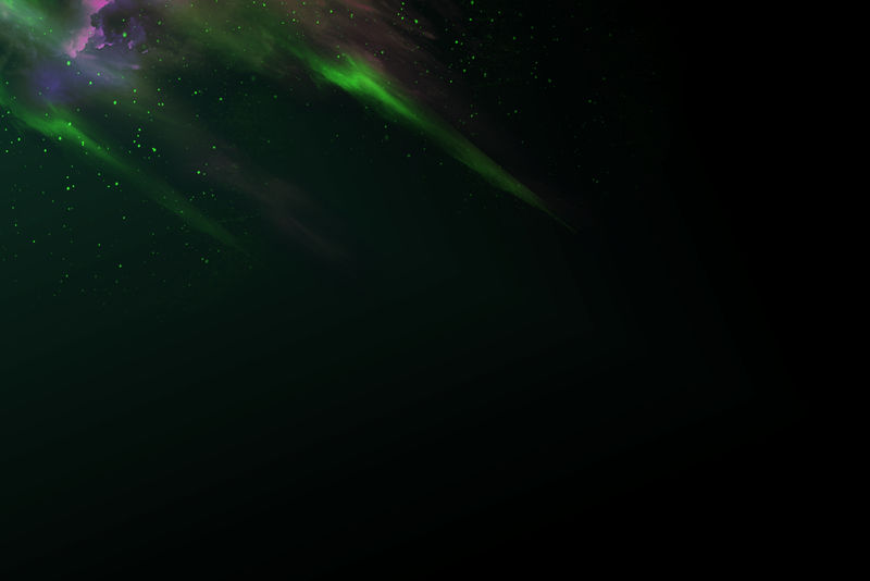 黑色星系背景上的绿色星云