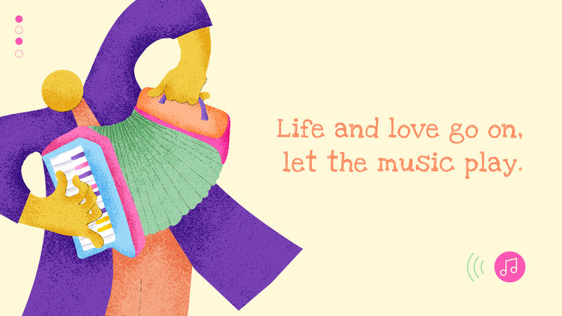 音乐米色博客横幅平面设计充满灵感的引用生活和爱让音乐继续播放