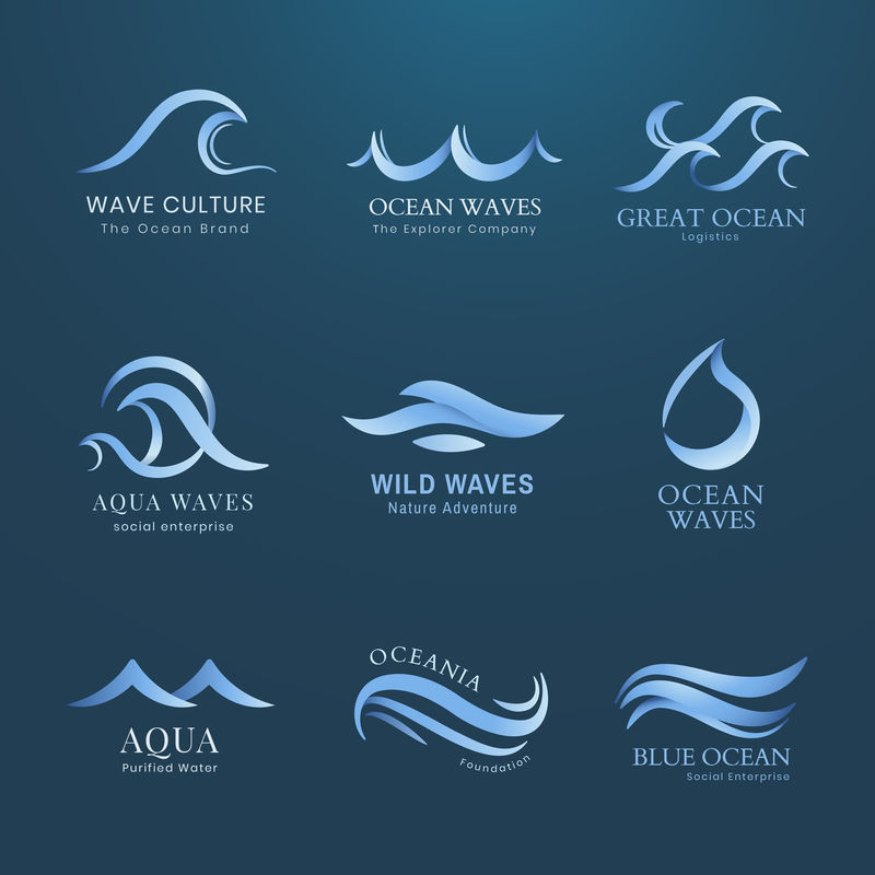 Wave business徽标模板蓝色水动画图形集