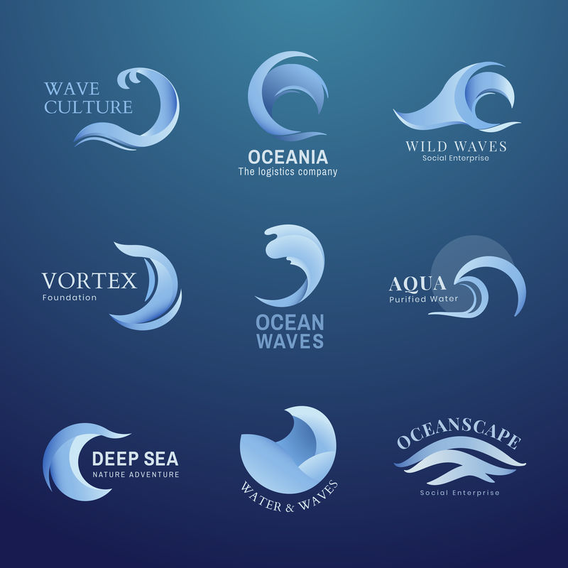 Wave business徽标模板蓝色水动画图形集