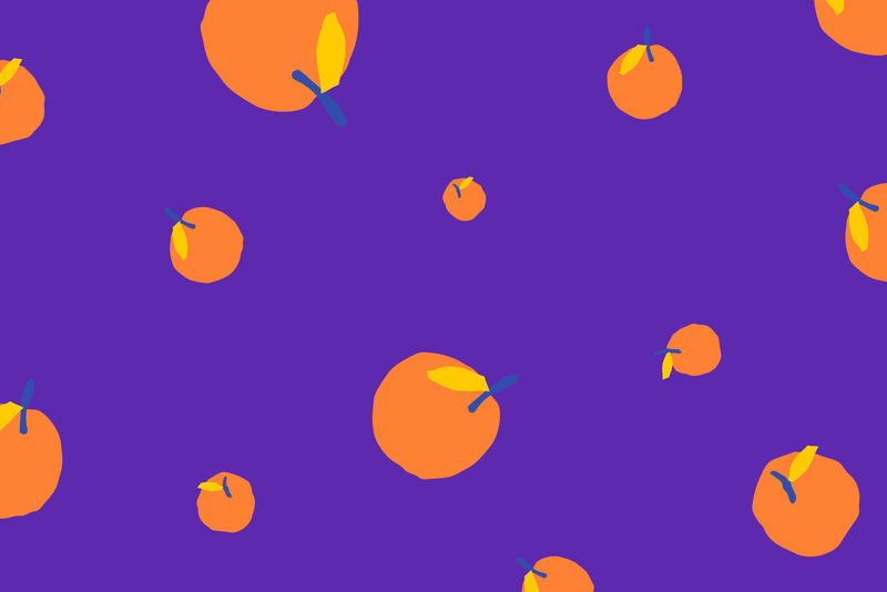紫色背景上的橙色水果图案