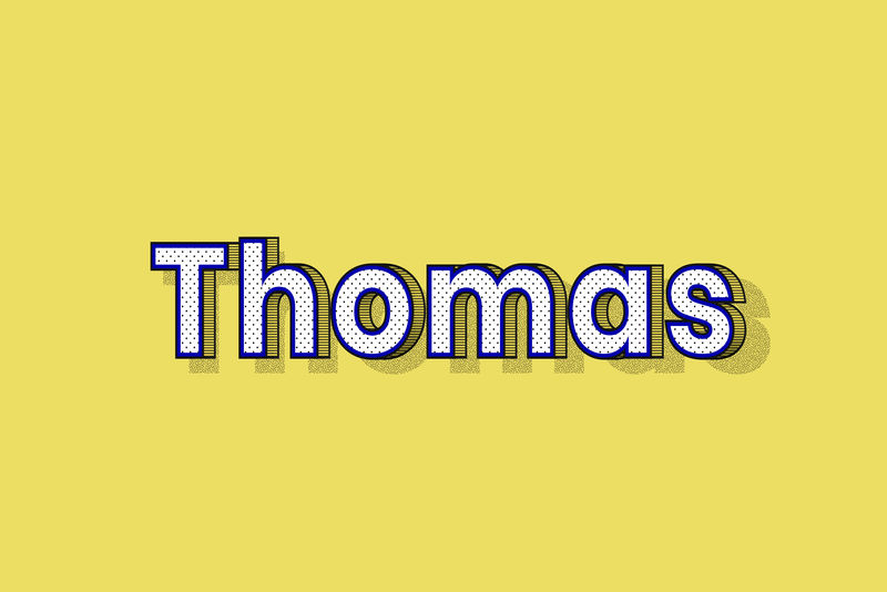 托马斯姓名字体阴影复古印刷术