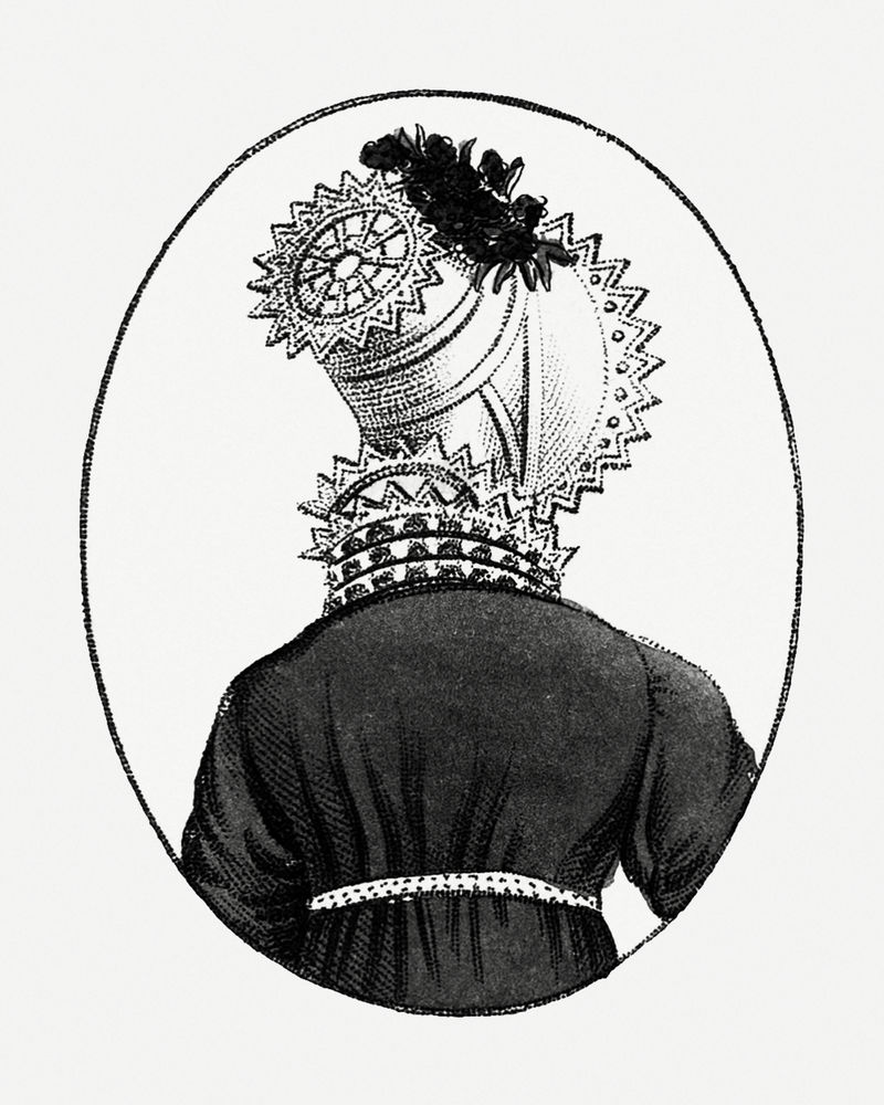 复古时尚头饰插图由约翰·贝尔的艺术作品混合而成