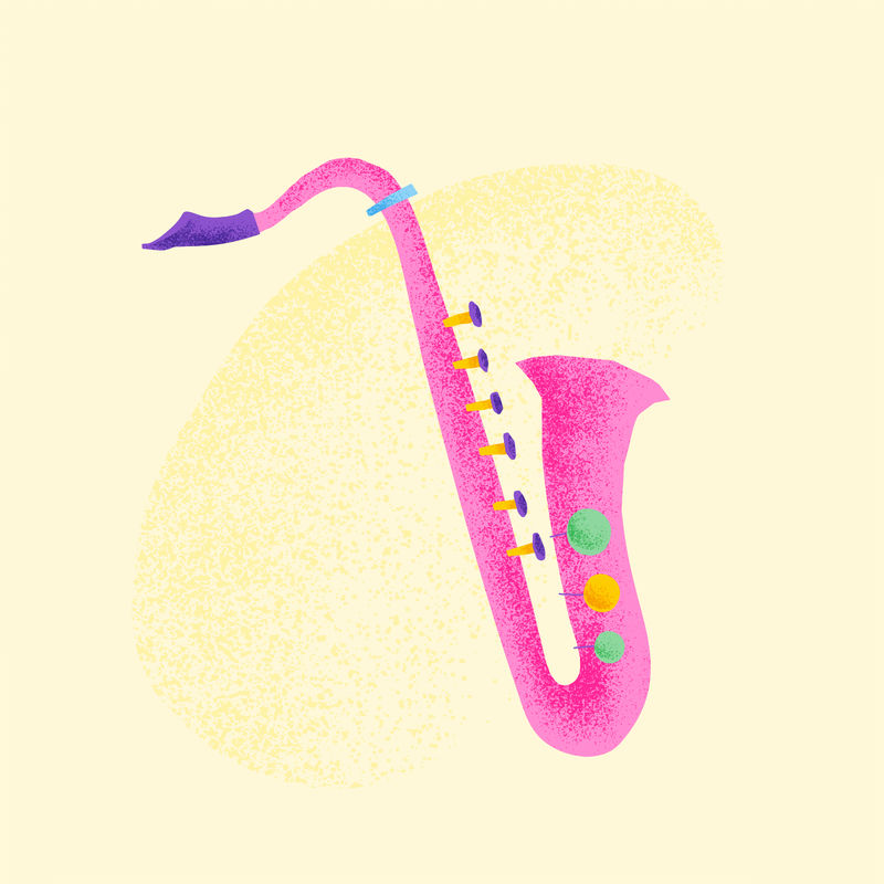 粉红色萨克斯管乐器插图