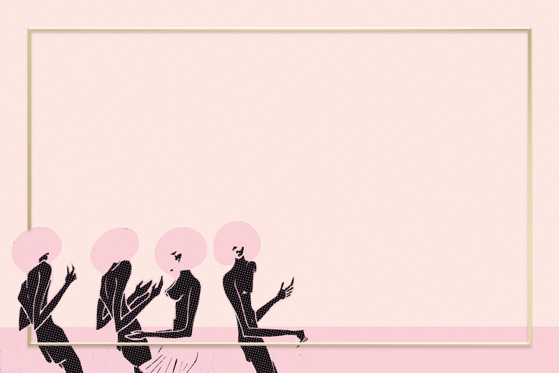 粉色背景中的黑色半色调女性舞蹈psd框架
