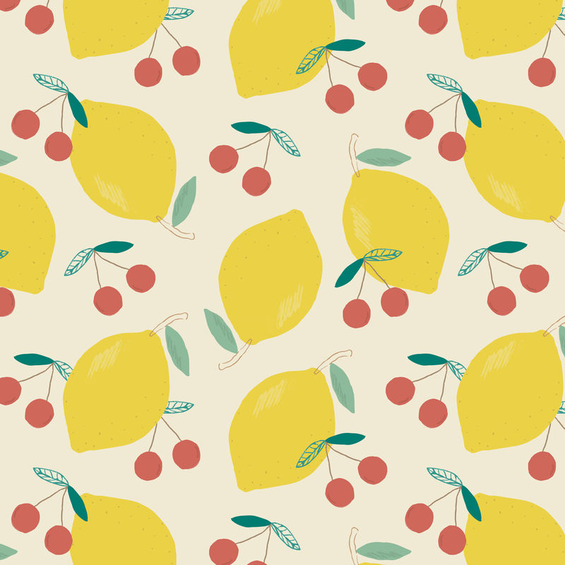 柠檬樱桃图案背景