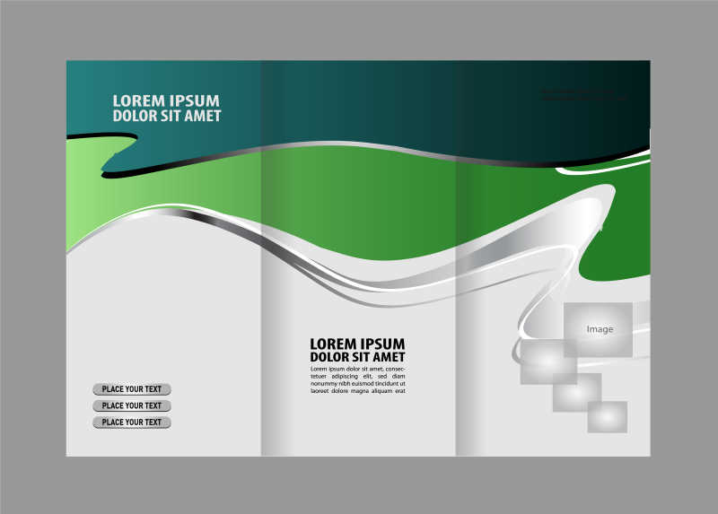 创意的绿色三折页宣传手册矢量设计模板