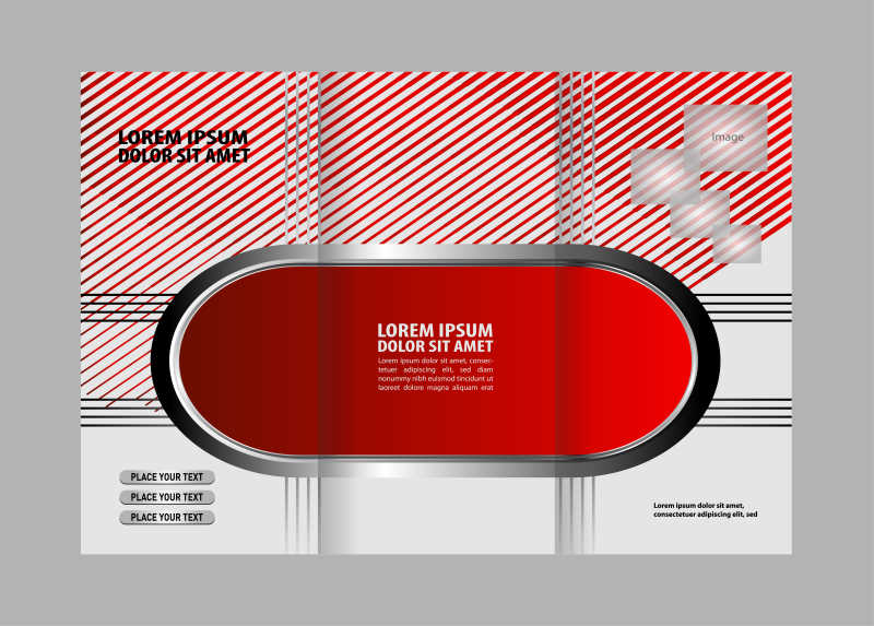 红色的三折页宣传手册矢量设计模板