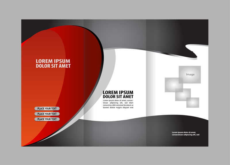 创意的红色三折页宣传手册矢量设计模板