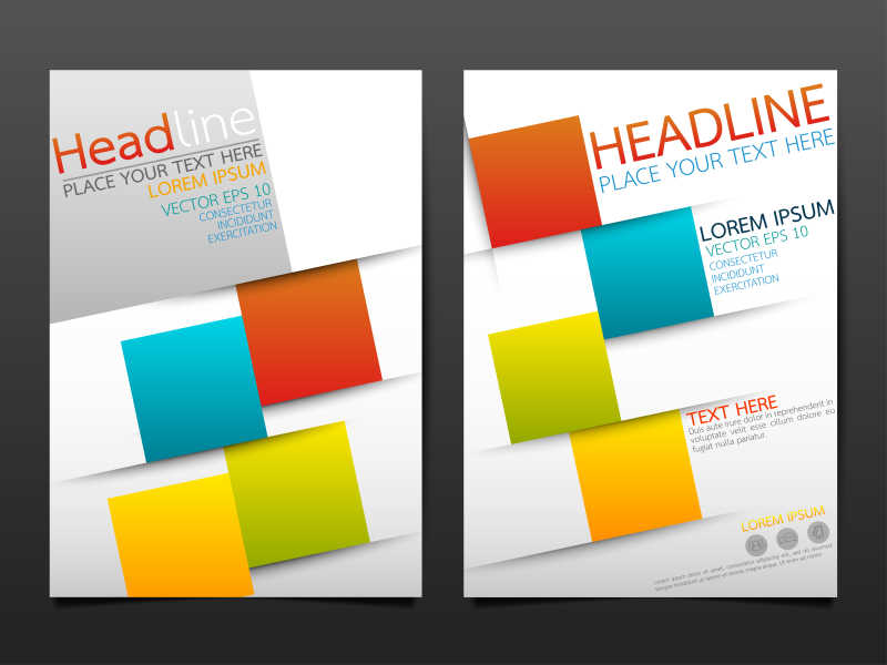 彩色纸片元素的矢量宣传创意平面设计模板
