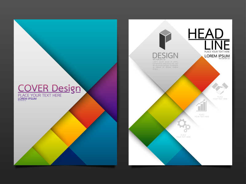 创意彩色纸片元素的矢量宣传平面设计模板