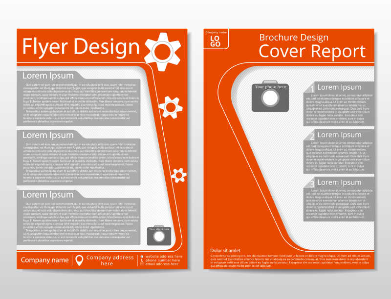 橙色边框的宣传手册矢量封面设计模板