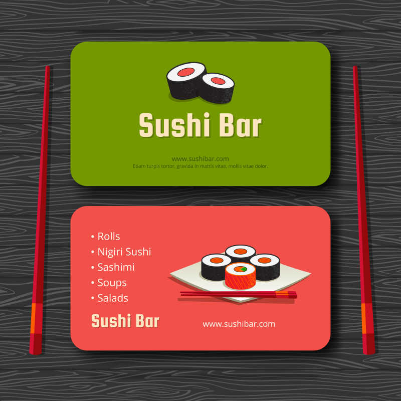 创意寿司图标的矢量名片设计模板